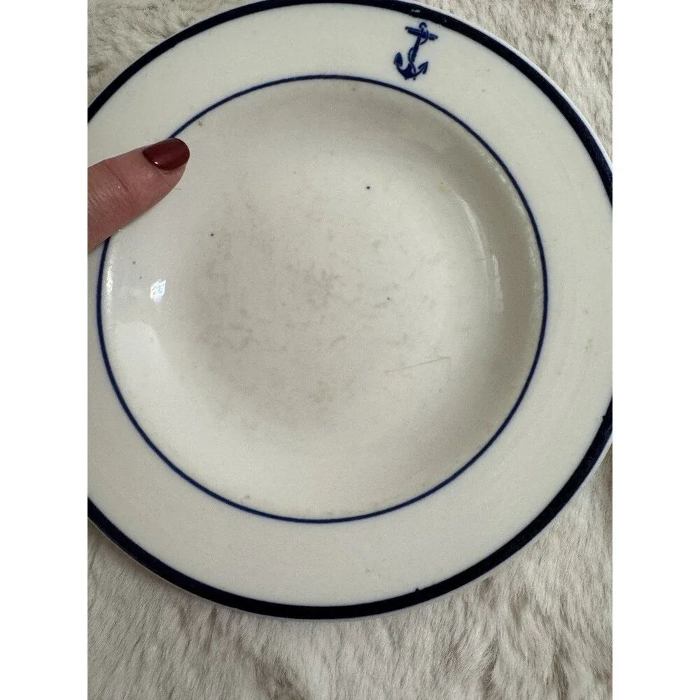 Vintage US Navy Anchor Pattern 7” Bowl Shenango China Blue White